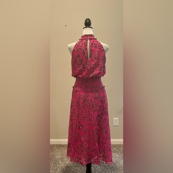 White House Black Market Floral Burnout Smocked Neck Midi Dress - Picture 6 of 12